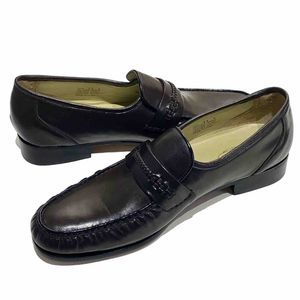 Diplomats Chocolate Brown Leather Moc Toe Loafers Shoes Mens 11B Braids VGUC